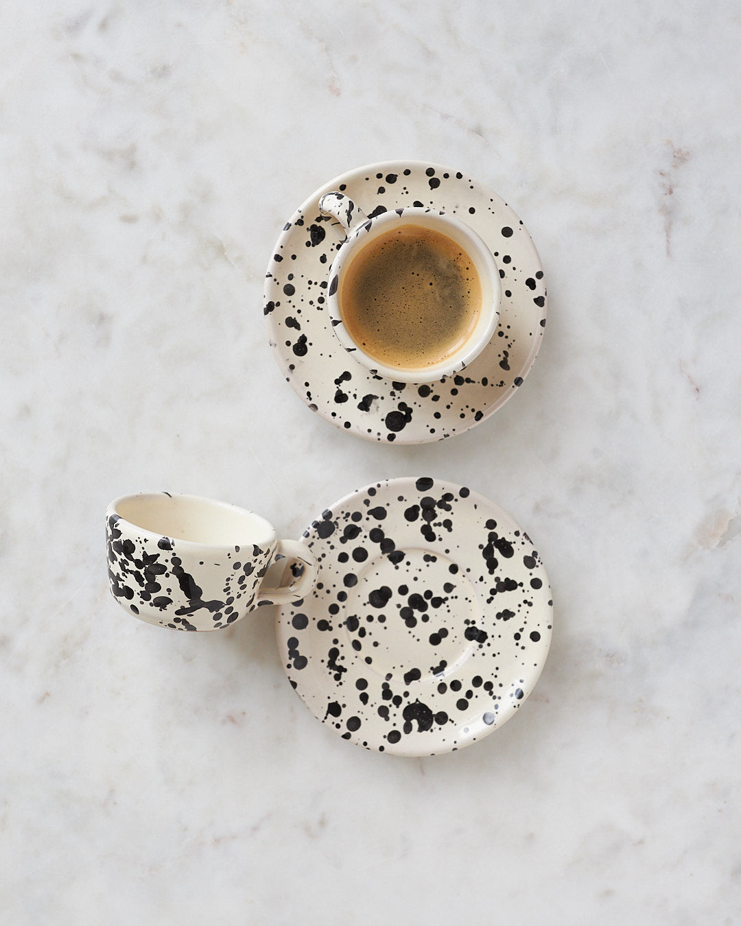 Espressotasse mit Unterteller «STRACCIATELLA», 2er Set – arrabbiata