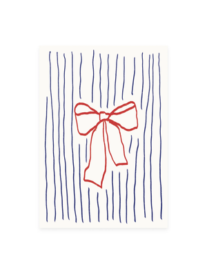 Postkarte «SCHLEIFE MIT STREIFEN» (Risographie)