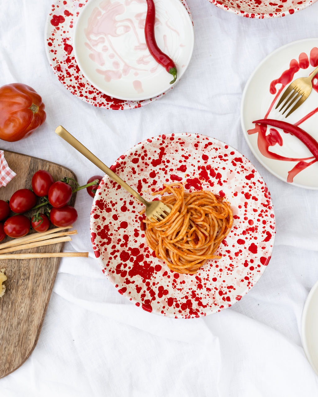 spaghetti aufbewahrung keramik Pasta Bowl creme rosa rot